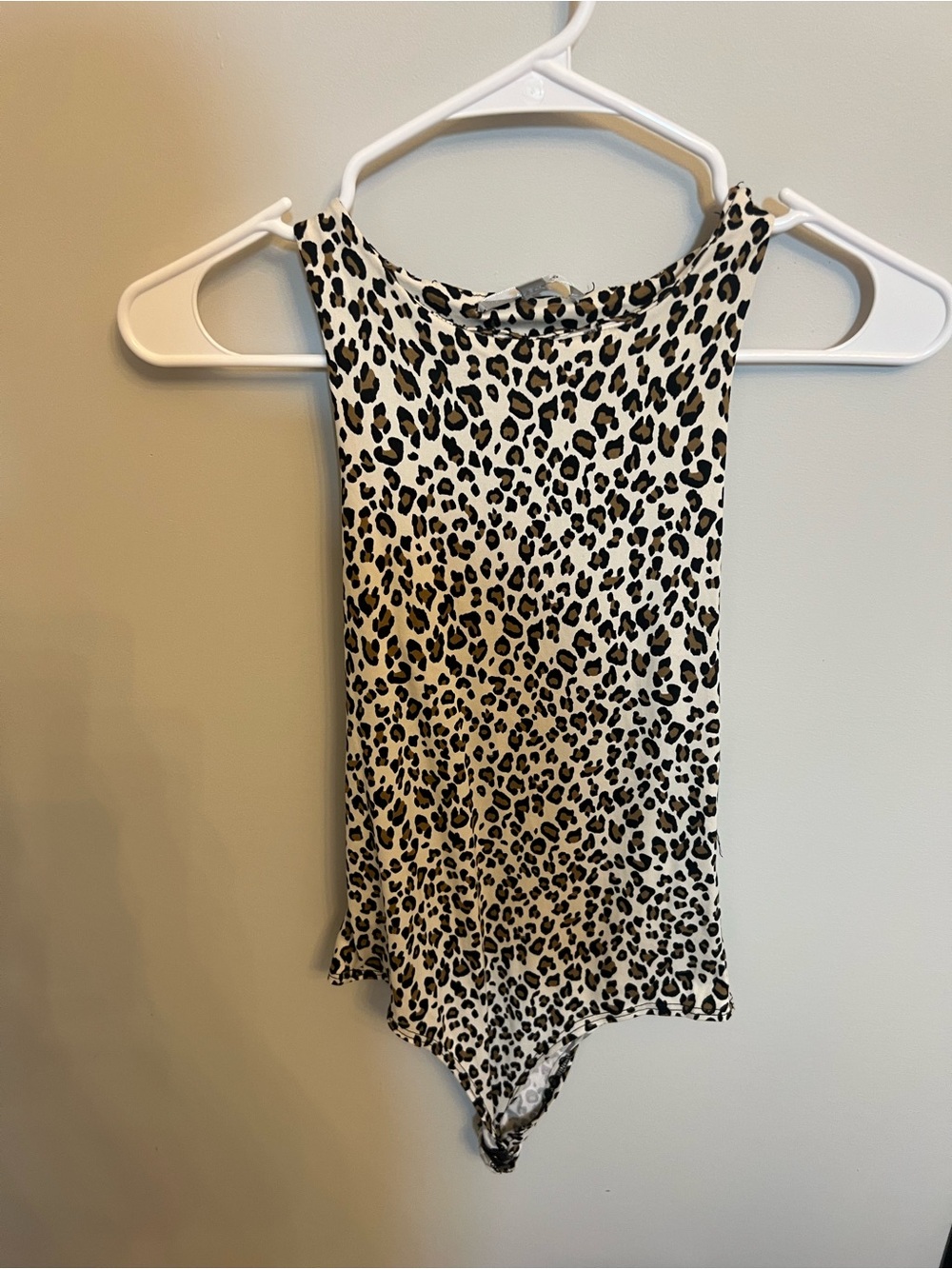 gaze Leopard Print Sleeveless Bodysuit - White & Black
